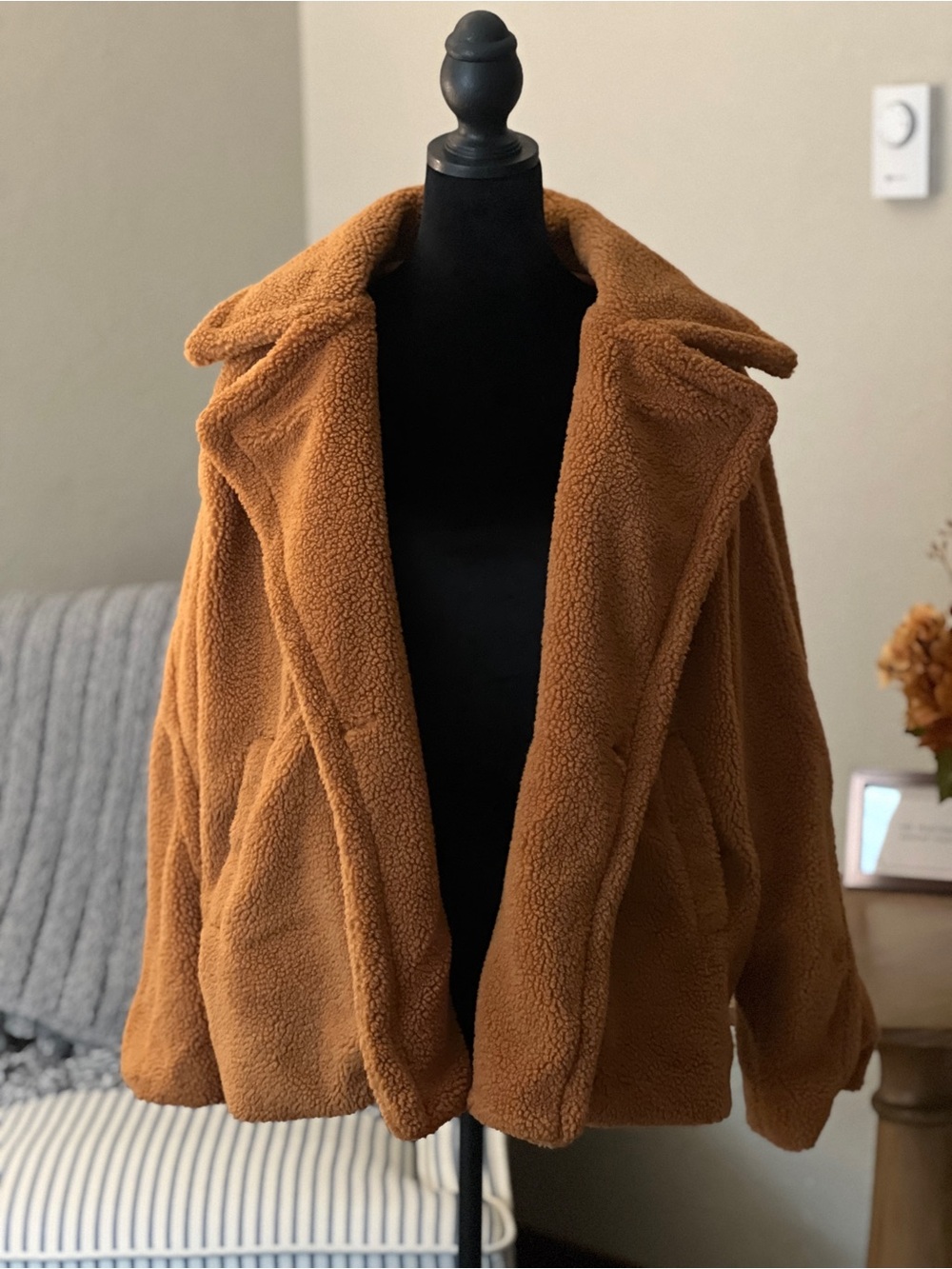 HYFVE Teddy Jacket in Camel Brown Plush